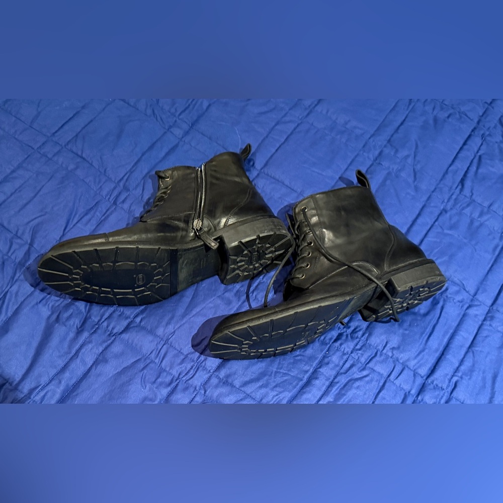 Calzoleria Toscana Dip Died Black Leather Mens Lace Up Combat Boot. Size 10.5 - Picture 6 of 11
